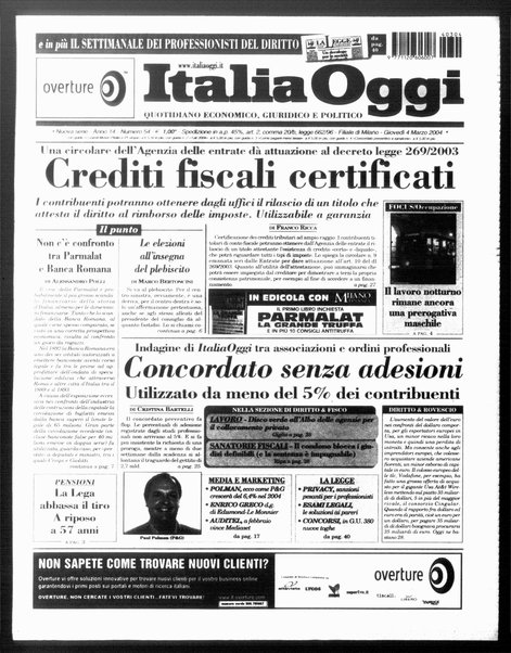 Italia oggi : quotidiano di economia finanza e politica